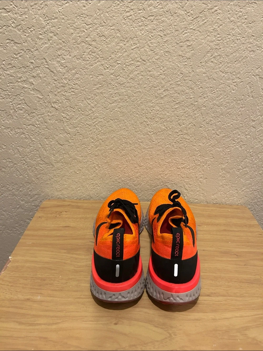 Nike Orange and Pink Flyknit Running Shoes with Black Swoosh